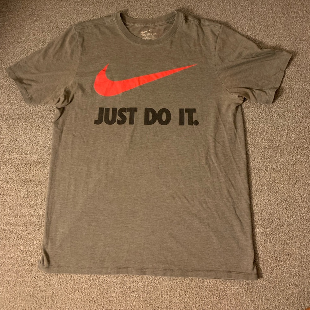 Nike Men's Olive Tee with Red Swoosh